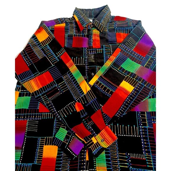 NWOT Vtg 80s Men's Panhandle Slim Colorful Western Button Down Shirt XL 17-17.5 - Picture 7 of 15